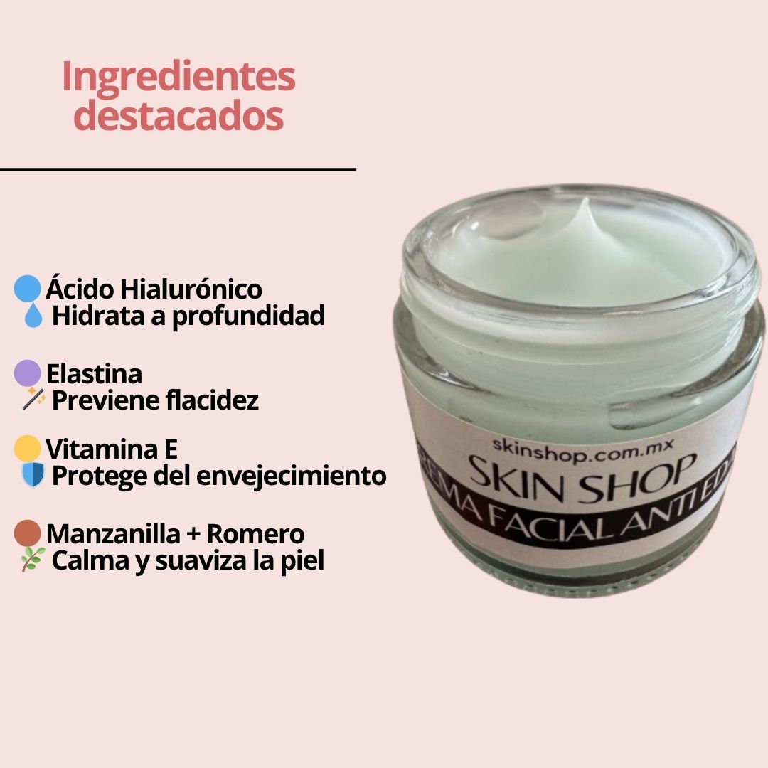 Crema Facial Anti Edad con Ácido Hialurónico, colágeno y elastina - Unisex (60g)